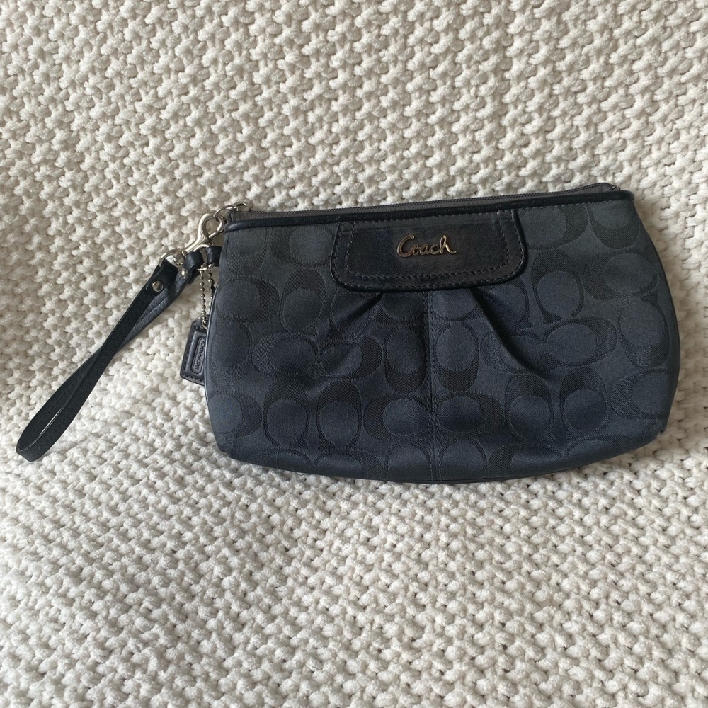 Coach Dark Gray Signature Wristlet